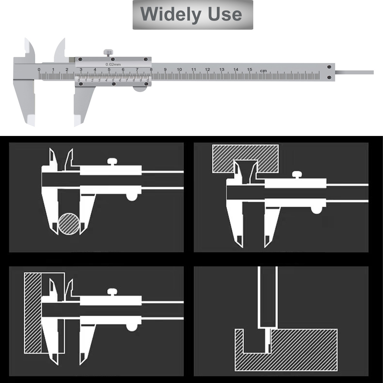 Vernier Calipers 0-150mm 0.02mm High Precision Manual Measuring Tool