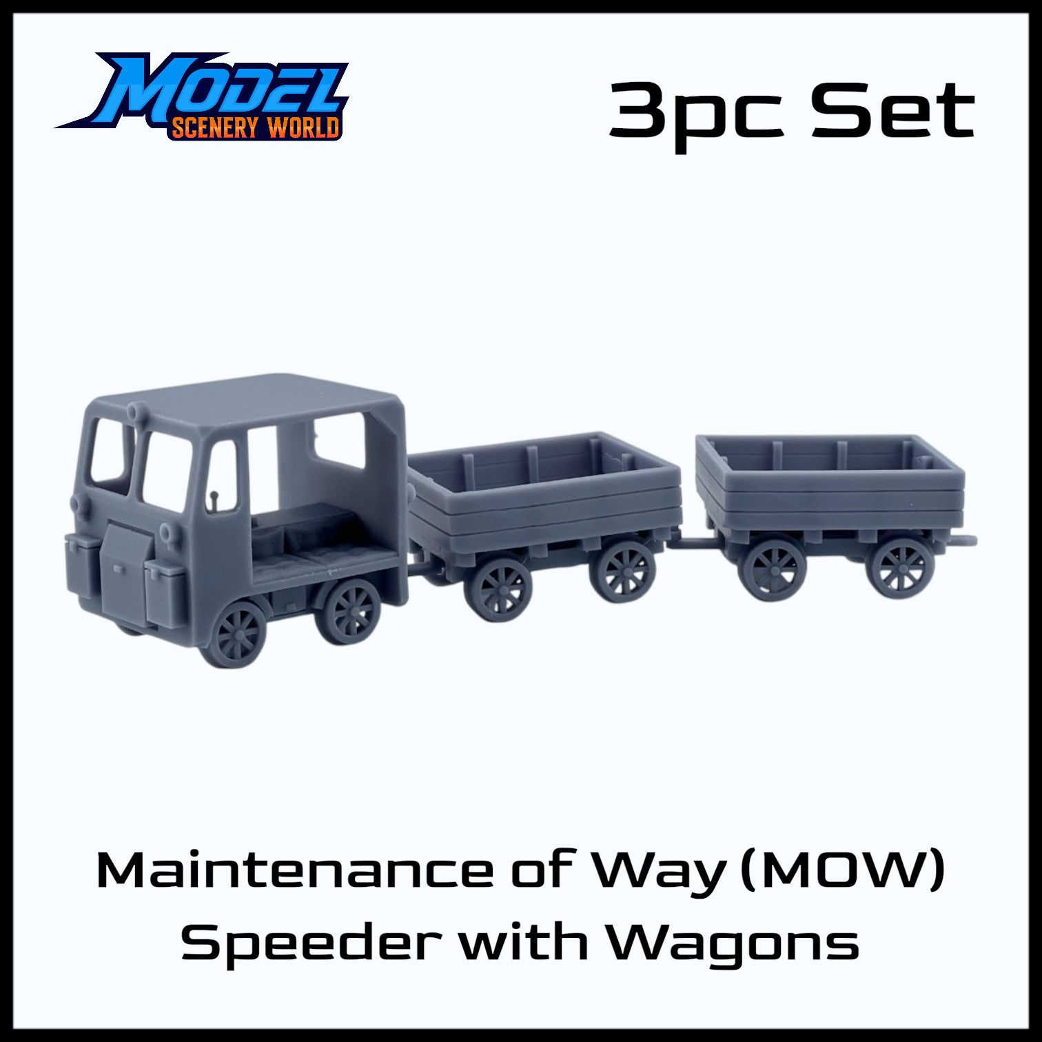 O Scale 1:48 Maintenance of Way Speeder with Wagons | Model Scenery World