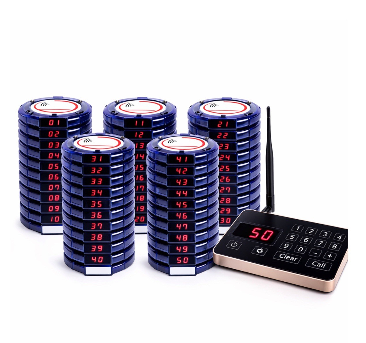 Brand New Pager Genius 50 Restaurant Coaster Pagers *Complete Paging System*