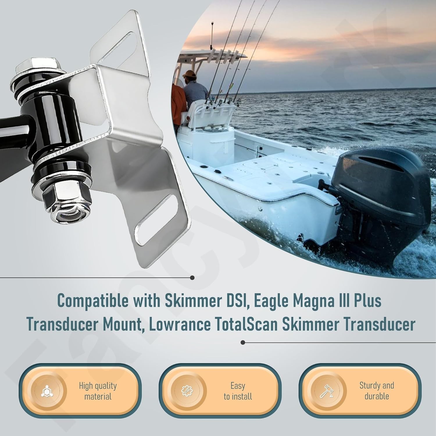 Compatible Transducer Mount Bracket for Down Scan Imaging - Lightweight Design