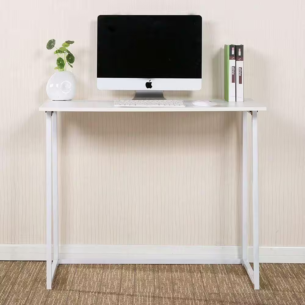 Simple Collapsible 31.5 In. H W Rectangular White Computer Desk