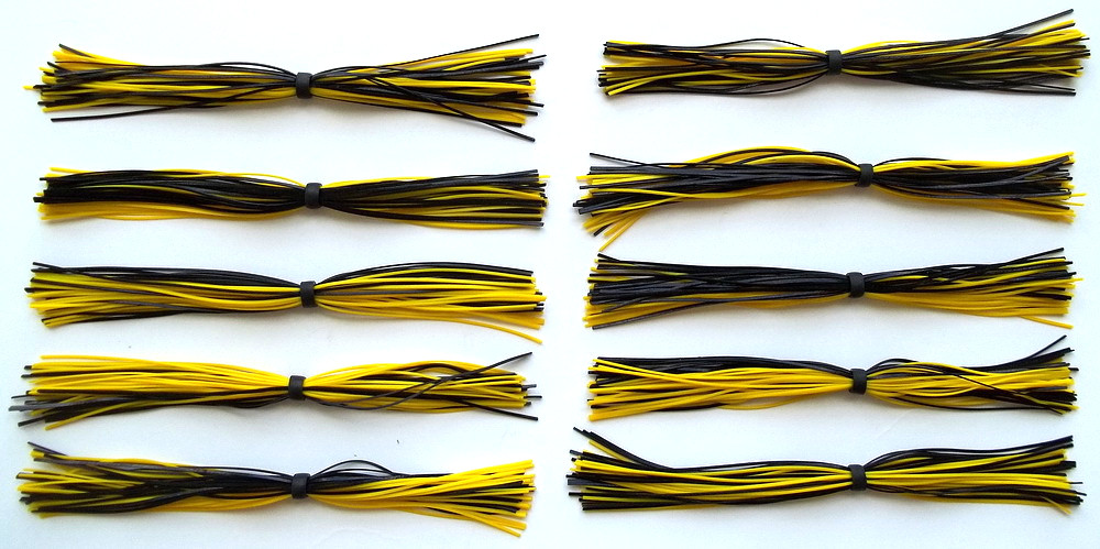 10 Custom Made Silicone Spinnerbait Skirts (Black-Yellow) Bass Fishing - Fishing