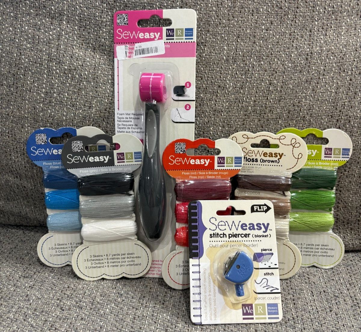 SewEasy Stamper piercer, stitch piercer & flosses (see description for details)