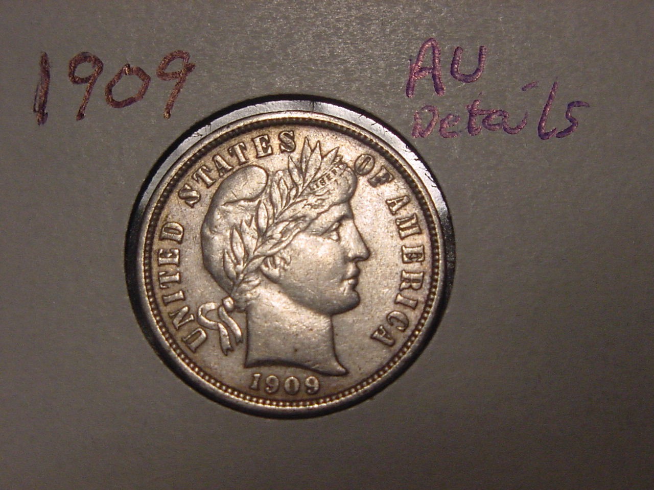 1909 BARBER DIME AU DETAILS NICE POPULARR DATE SHIPS FREE