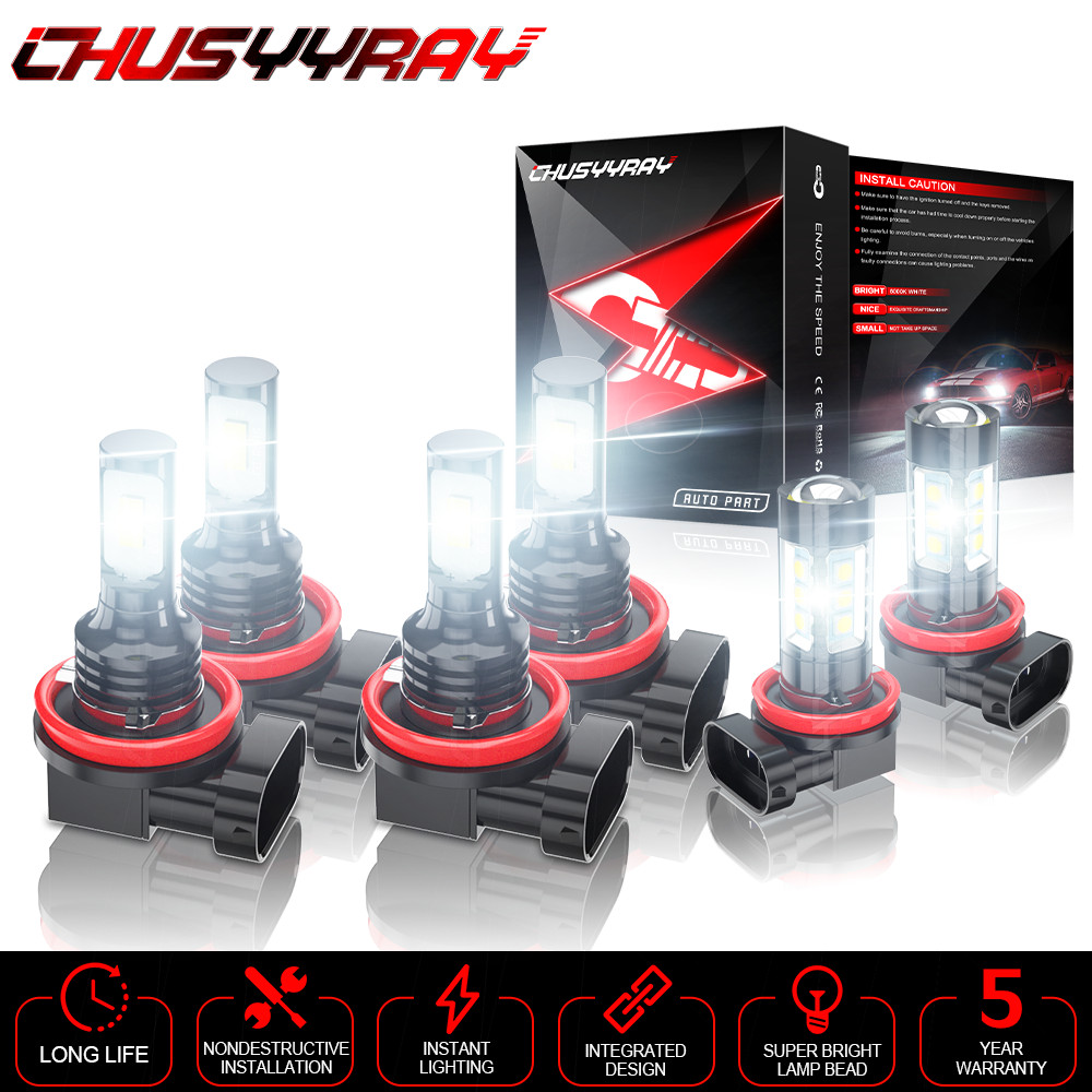 For Chevy Impala 2006-2013 Combo 6X 6000K LED Headlights Hi Lo + Fog Light Bulbs