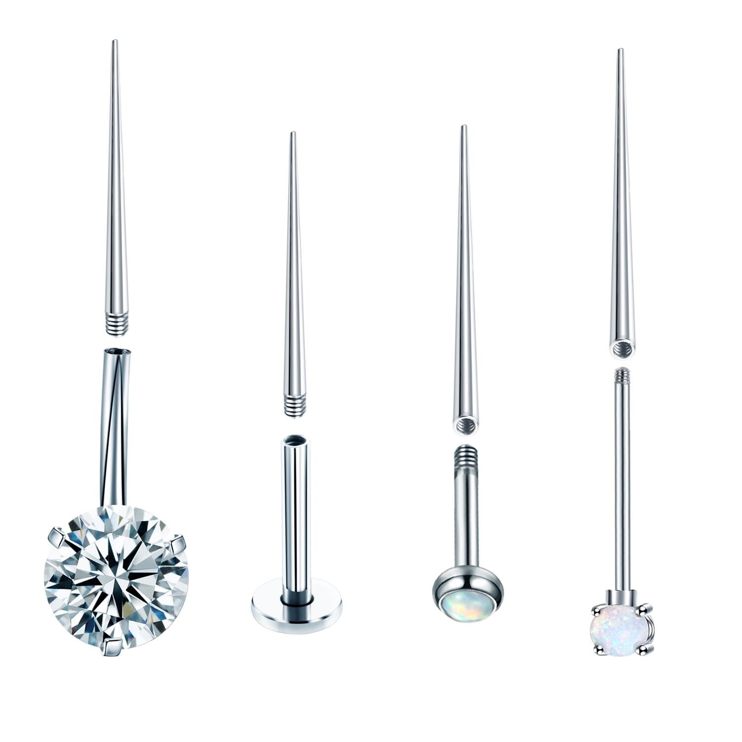 2pc Surgical Steel Internal & External Thread Needle Universal Piercing Tool Kit