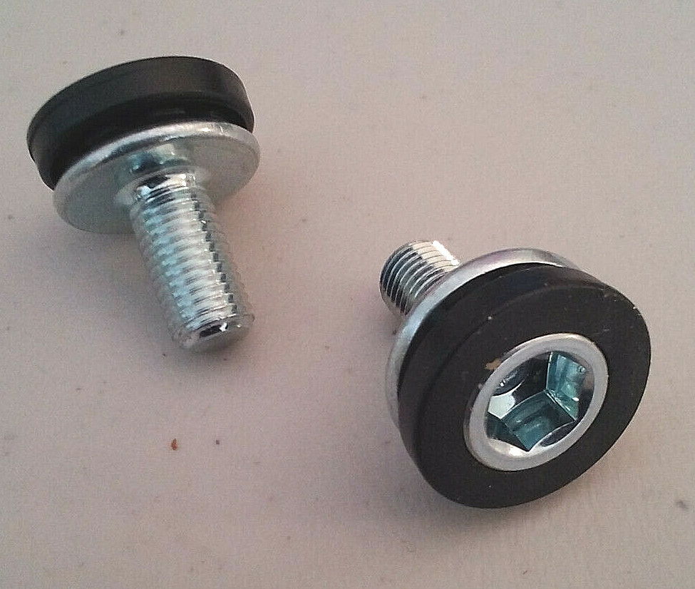 2 BOTTOM BRACKET AXLE BOLTS 8mm ALLEN w/PLASTIC COLLAR M8x1.0x15mm 1 PAIR NEW