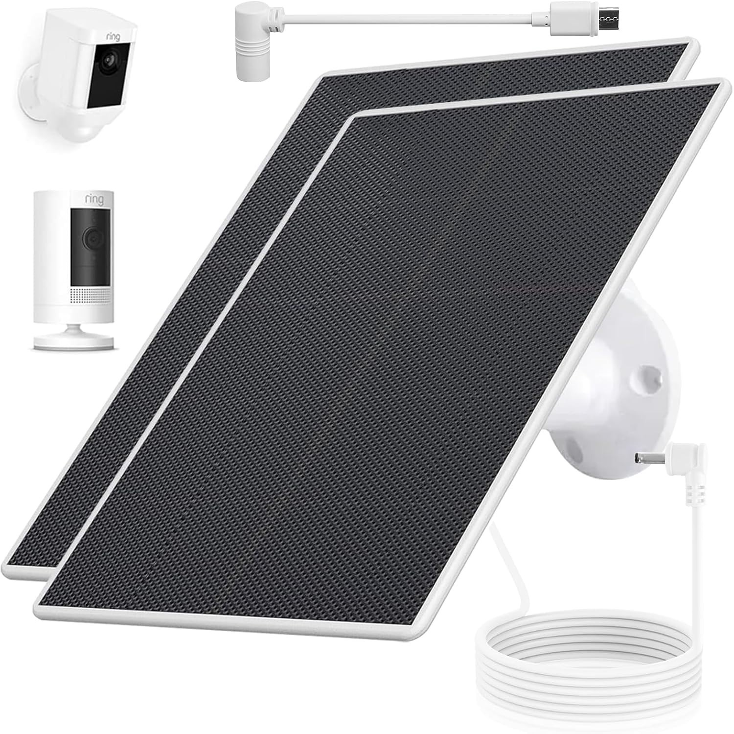 2-Pack 4W Solar Panel Charger for Ring Camera Spotlight Stick Up Cam USB-C
