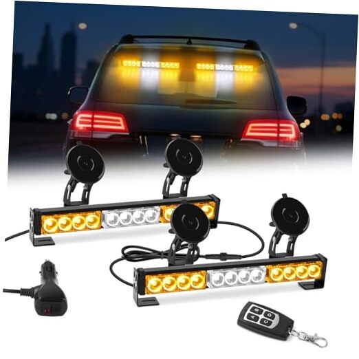 Amber and White Traffic Advisor Strobe Lights Bar For Vehicles Amber White