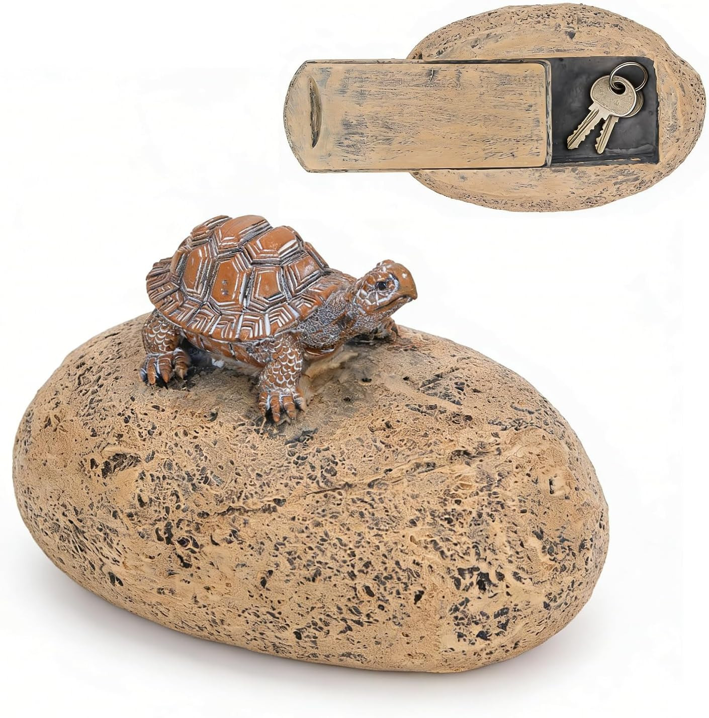 Key Hider Turtle Stone 4.8 X 3.1 X 2.6 Resin Spare Key Holder Outdoor Decoration