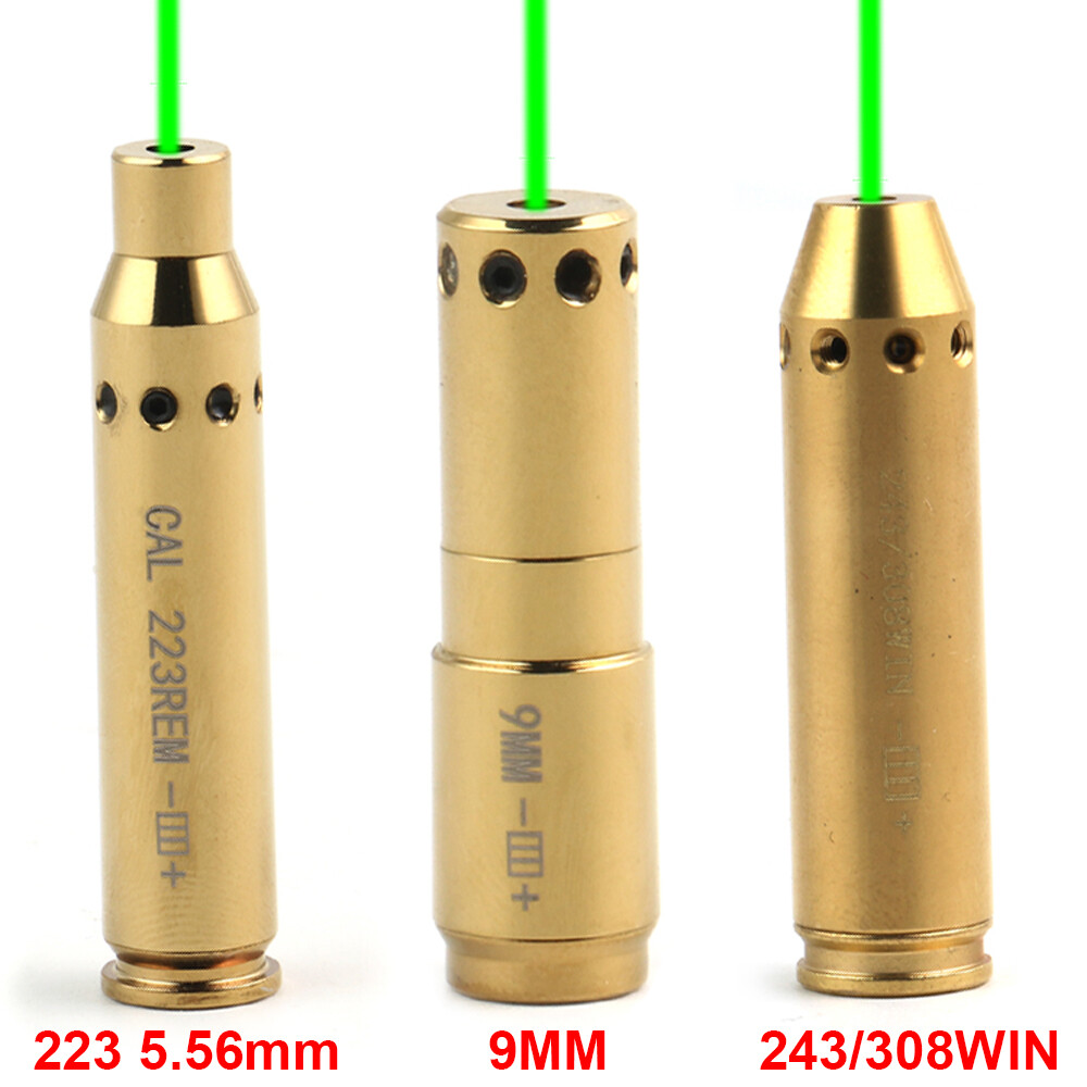 Bore Sight 9mm/223/5.56MM/.243/308 Green Laser Bore Sighter Cartridge Batteries
