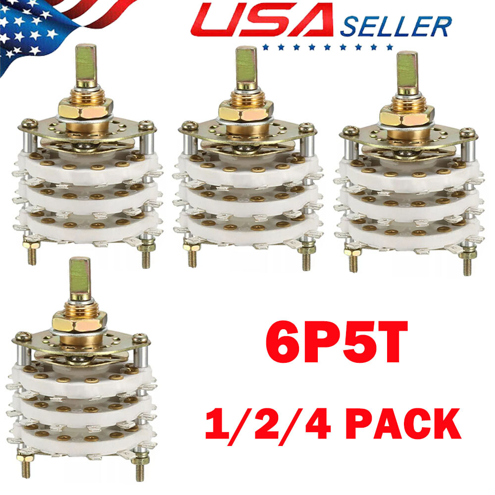 1/2/4x 9.7MM 6P5T 6 Pole 5 Throw 3 Deck Band Channel Rotary Switch Selector NEW
