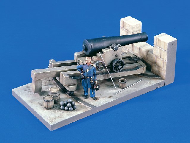 Verlinden 54mm 1/32 8" Inch Columbiad Cannon on Casemate Carriage w/Figure 1639