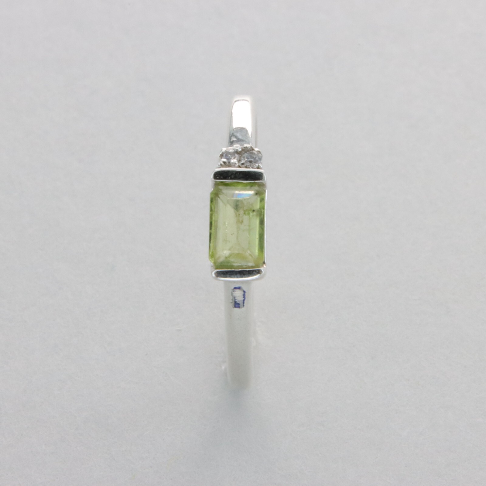Square / Rectangle PERIDOT Ring with CZ Multiple Sizes 925 STERLING SILVER #47e
