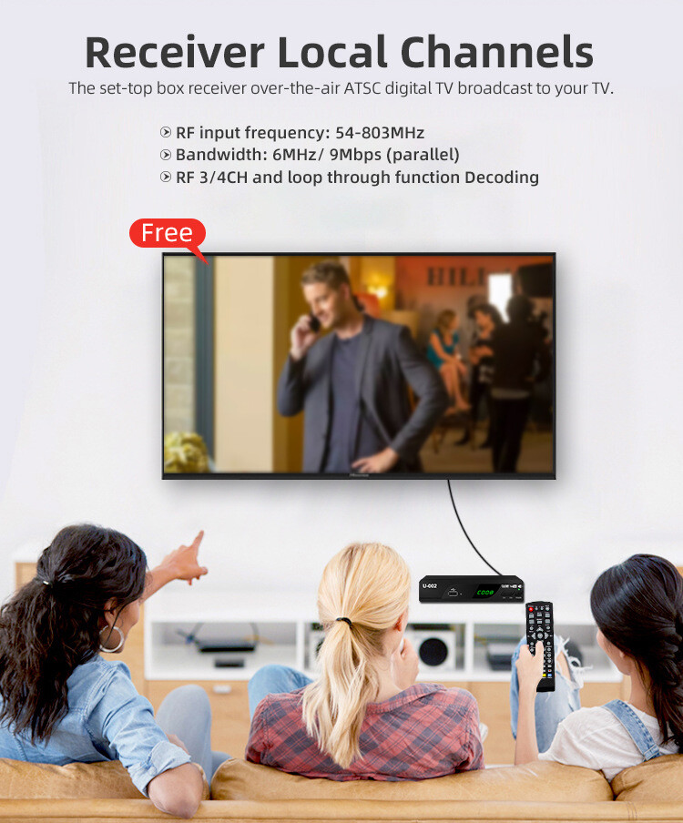 1080P Free TV Tuner ATSC Digital HD TV Live Converter Box America Mexico Canada