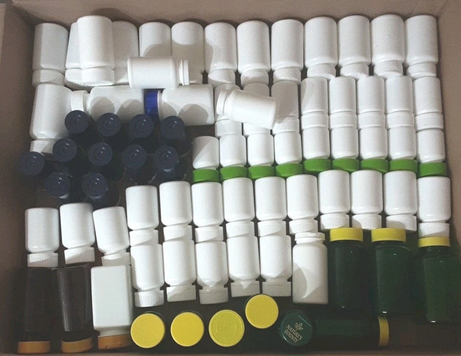Lot of 76 Empty Used RX Pill Medicine Bottles - Various Sizes