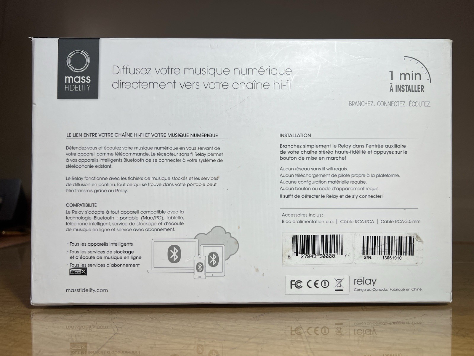 Mass Fidelity Relay Hi-Fi Bluetooth Wireless Receiver DAC Open Box