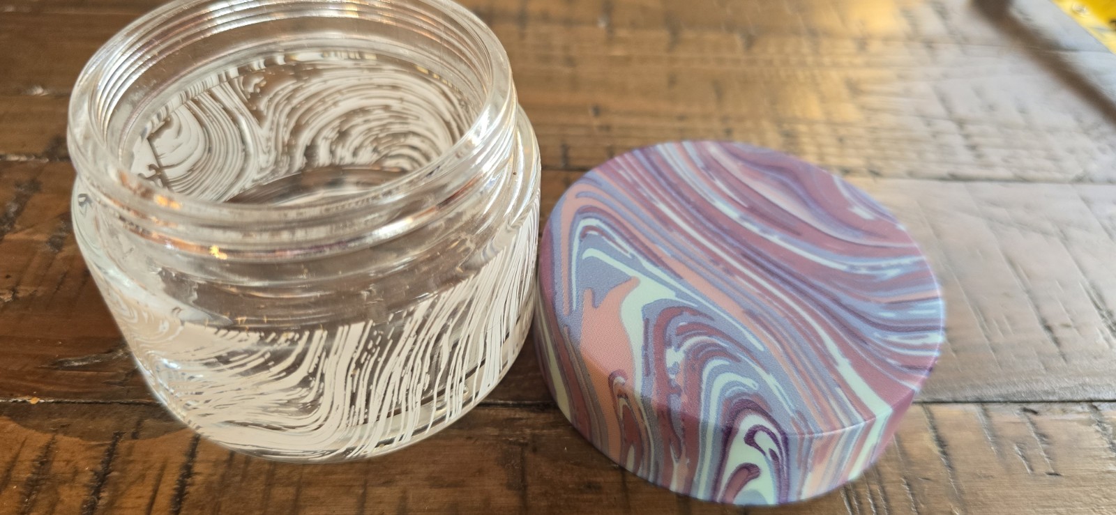 Jerry Garcia Hand Picked Glass Stash  Jar Grateful Dead Purple Blue tie dye 3"