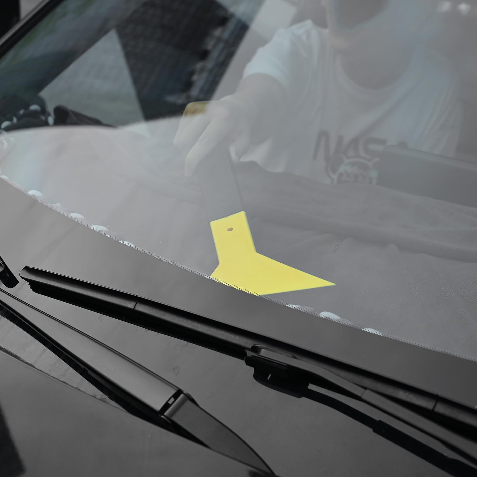 EHDIS Window Tint Squeegee Long Handle Scraper Tool Triangle Slim Foot Yellow