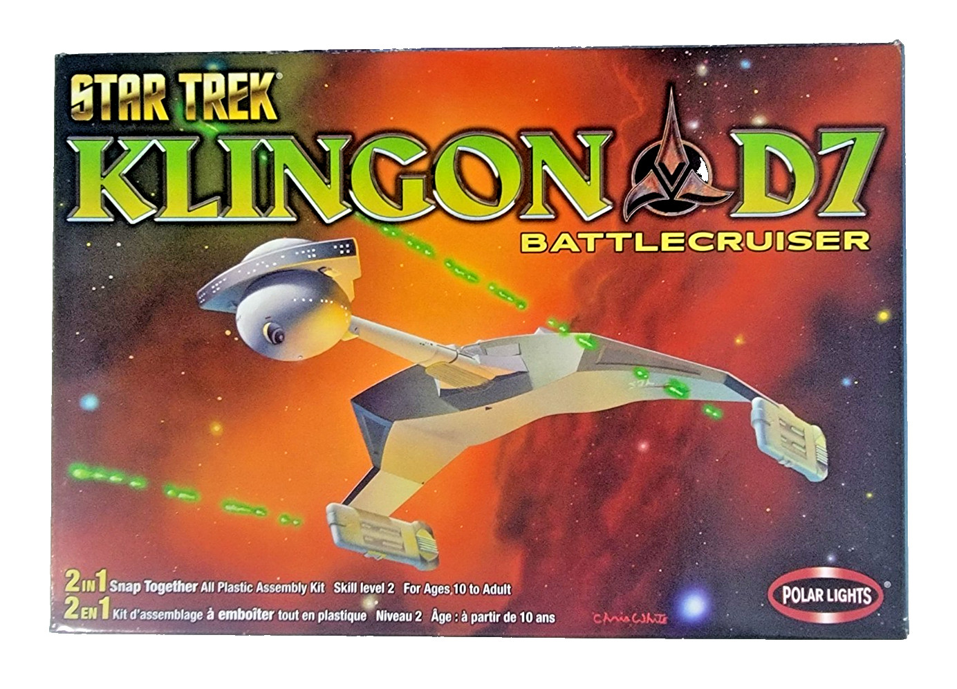 Star Trek TOS Klingon D7 Battlecruiser Snap Kit w/ Decals - Polar Lights #4202