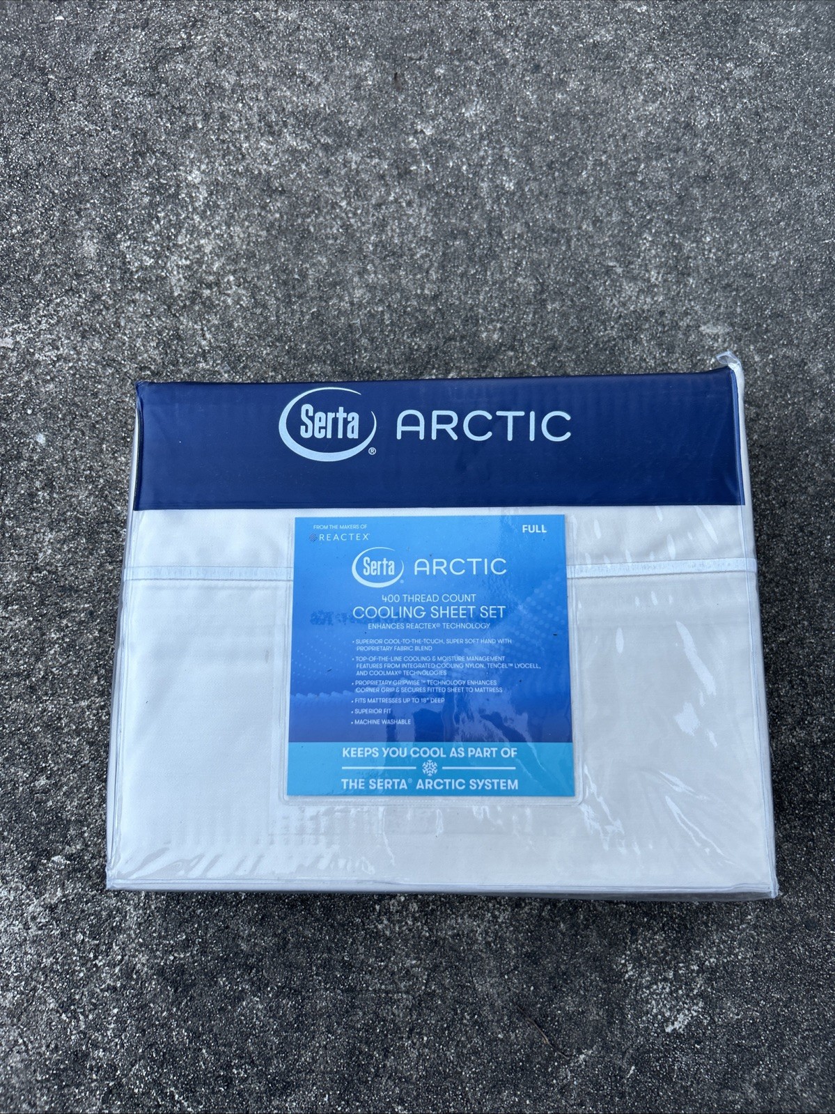 Serta Arctic 400 Thread Count Cooling Sheet Set Antique White, Full