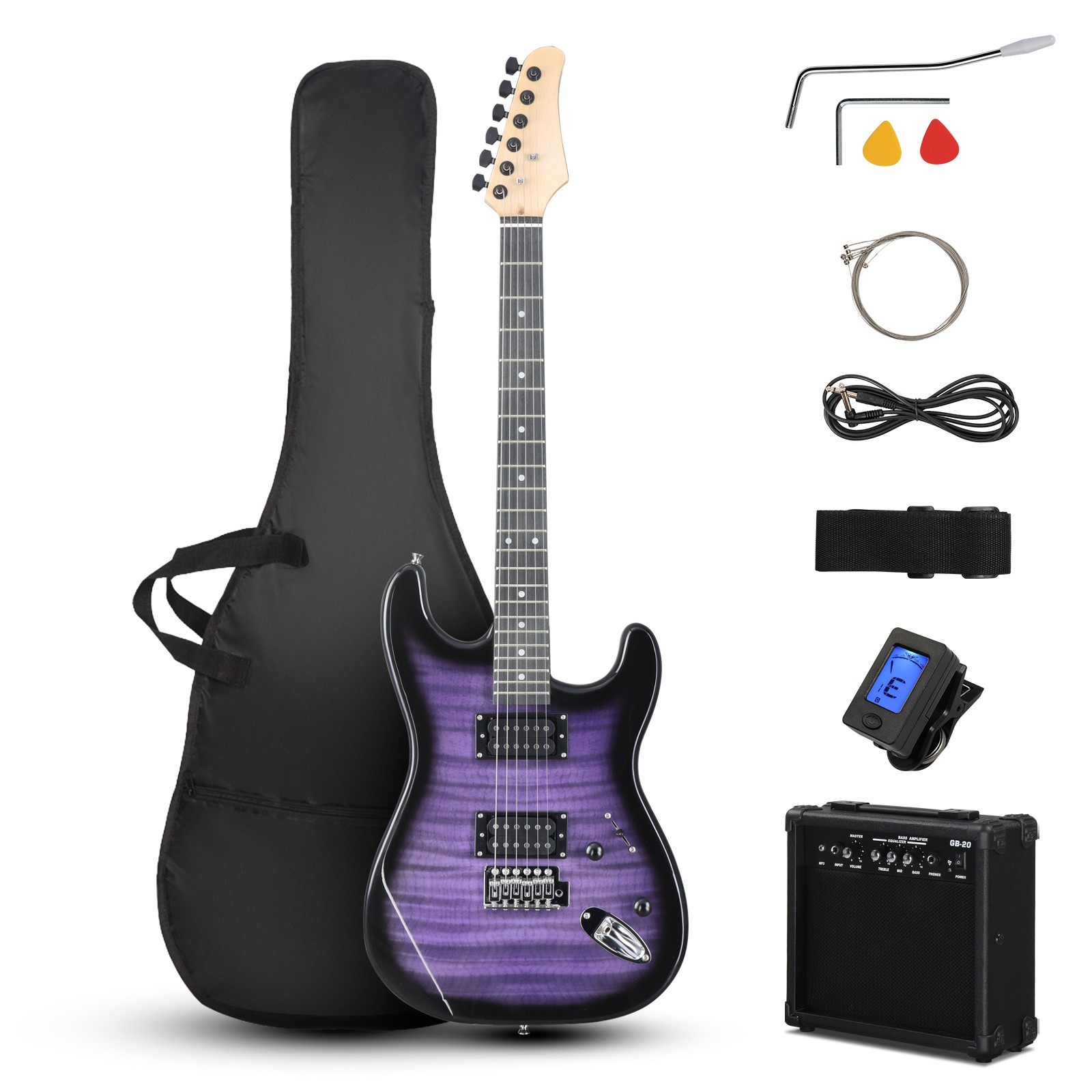 Ktaxon 39in KST Electric Guitar HSH Pickups for Beginner With 20W Amp