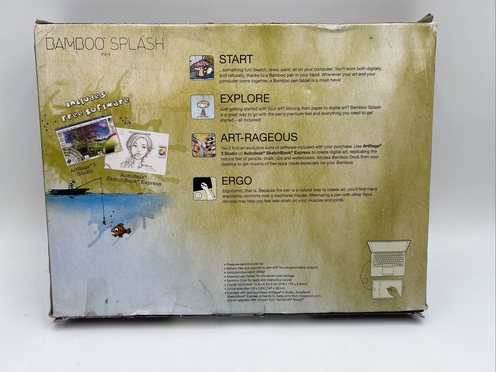 Bamboo Splash Pen Drawing Tablet Windows Mac Sketchbook Express Open Box