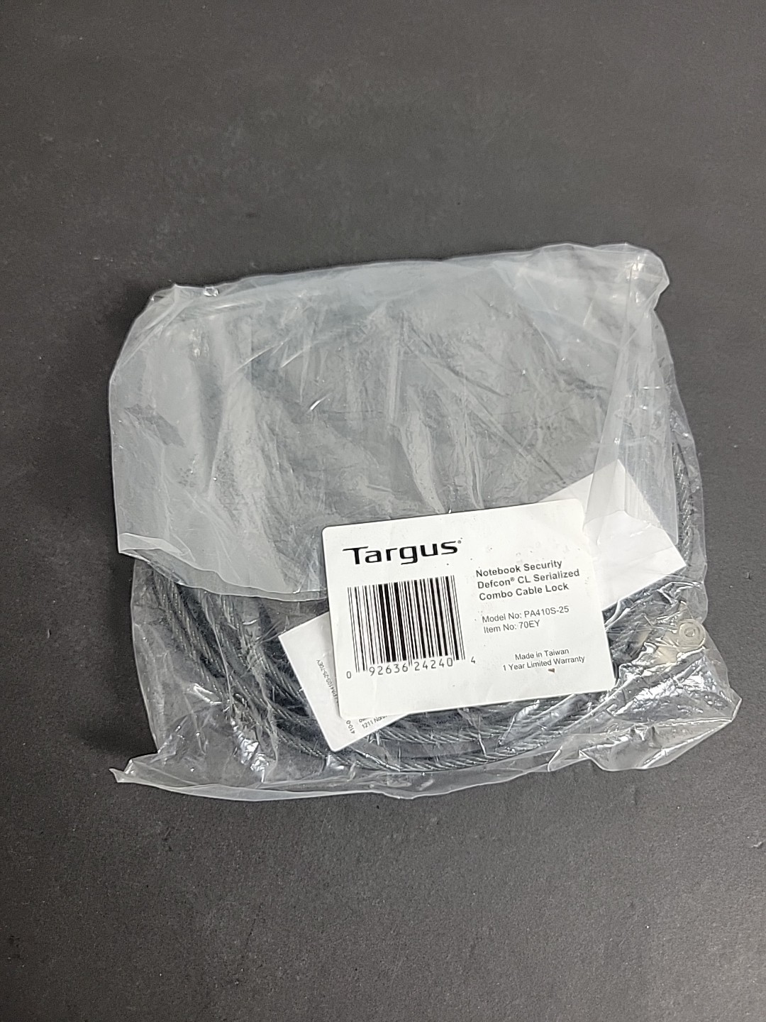 Targus PA410S-25 Notebook Security DEFCON CL Serialized Combo Cable Lock SEALED