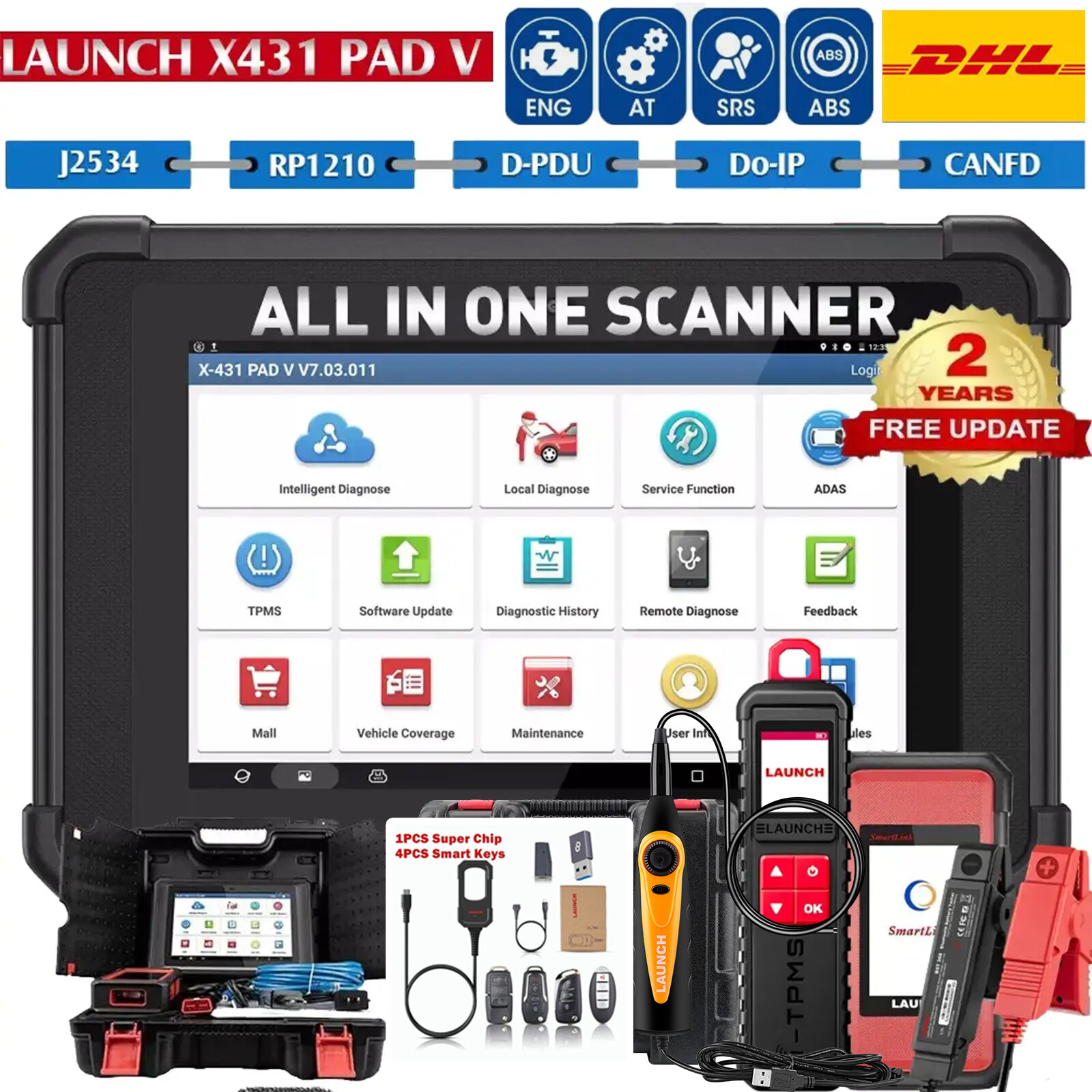 2026 LAUNCH X431 PAD V II ELITE PAD 7 Diagnostic Scanner Key Programming Coding