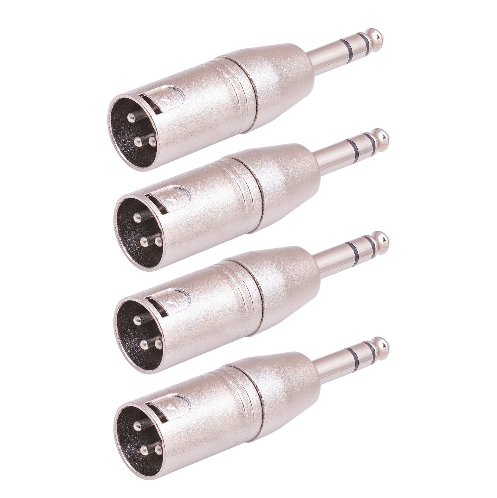 4 Pack XLR Male to 1/4" TRS Adapter Balanced 6.35mm Audio Connectors