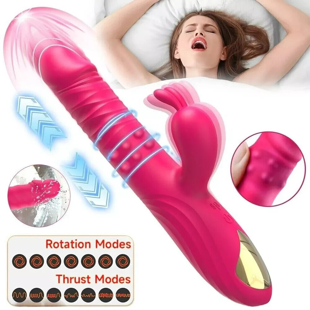 Thrusting Rotating Rabbit Vibrator Dildo G Spot Clit Massager Sex Toys for Women