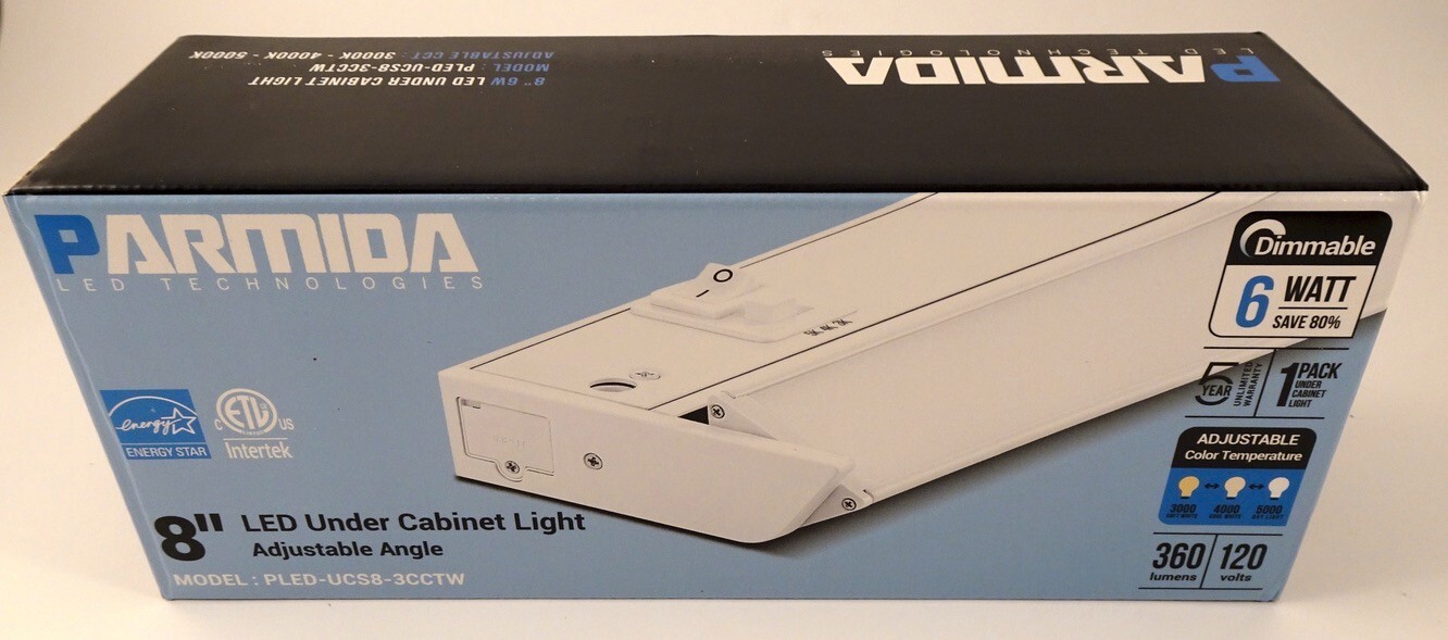 Parmida 8" Dimmable LED Under Cabinet Light With Adjustable Lens Angle, NEW