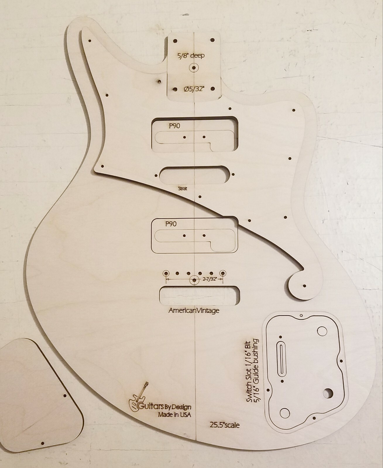 Custom Hybrid d'Angelic Deluxe Guitar Body Template 4strat Neck and Tremolo 3ply