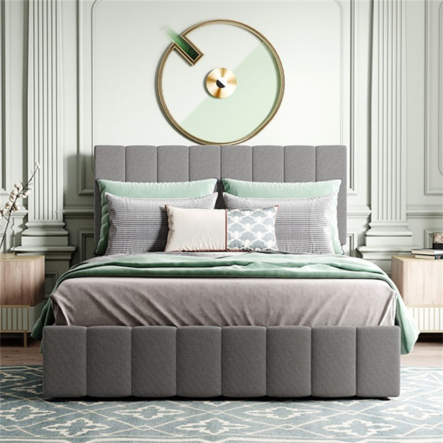 Full Size Upholstered Platform Bed Frame with Hydraulic Storage System Gray New