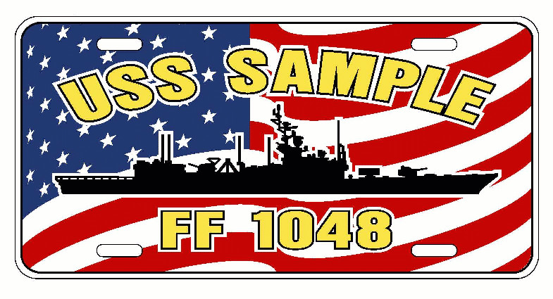 USS SAMPLE FF 1048 DE 1048 License Plate US Navy USN PO6