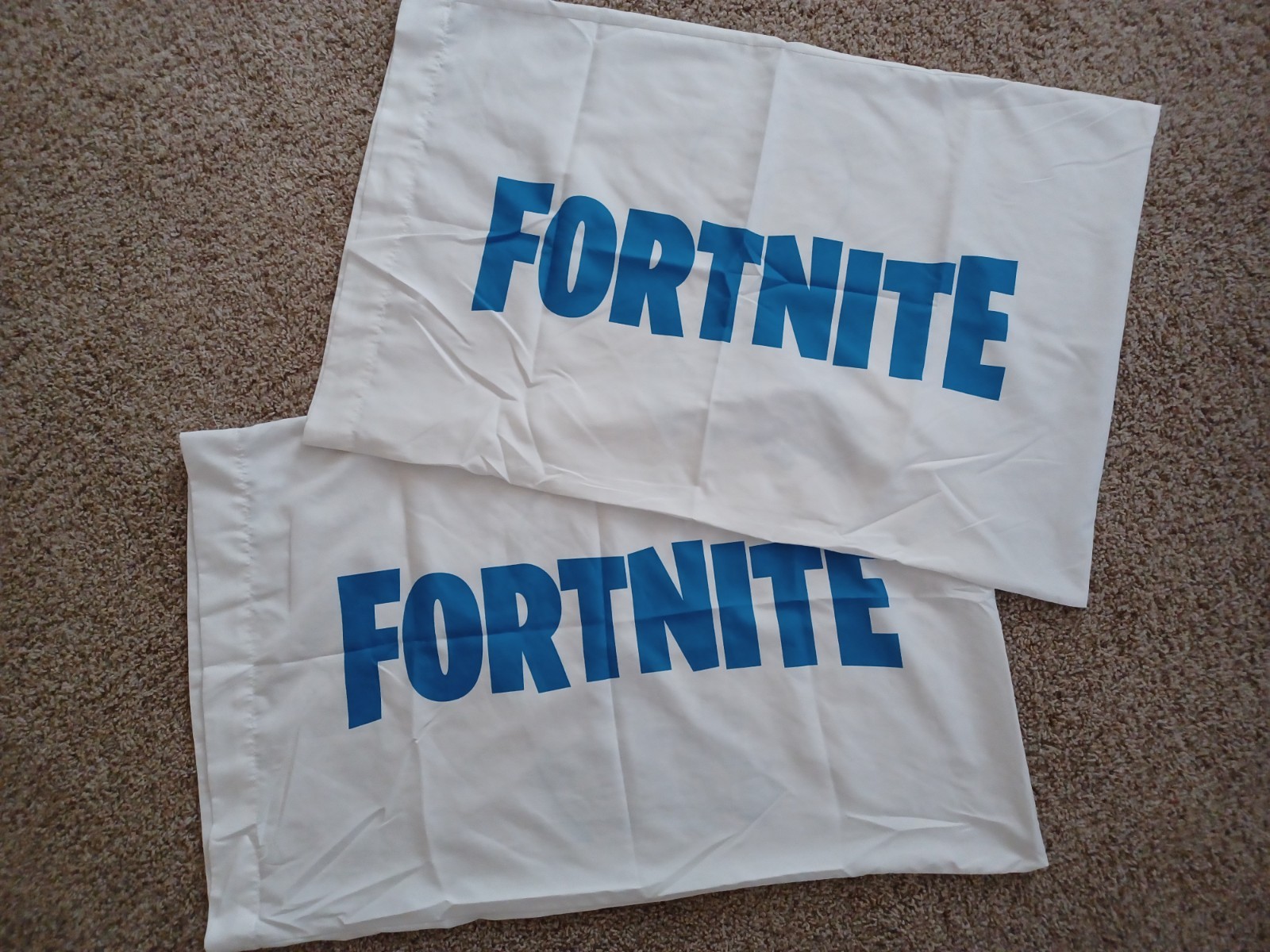 Fortnite Standard Pillowcase White Blue Set for Twin or Full Bed *NEW OTHER*