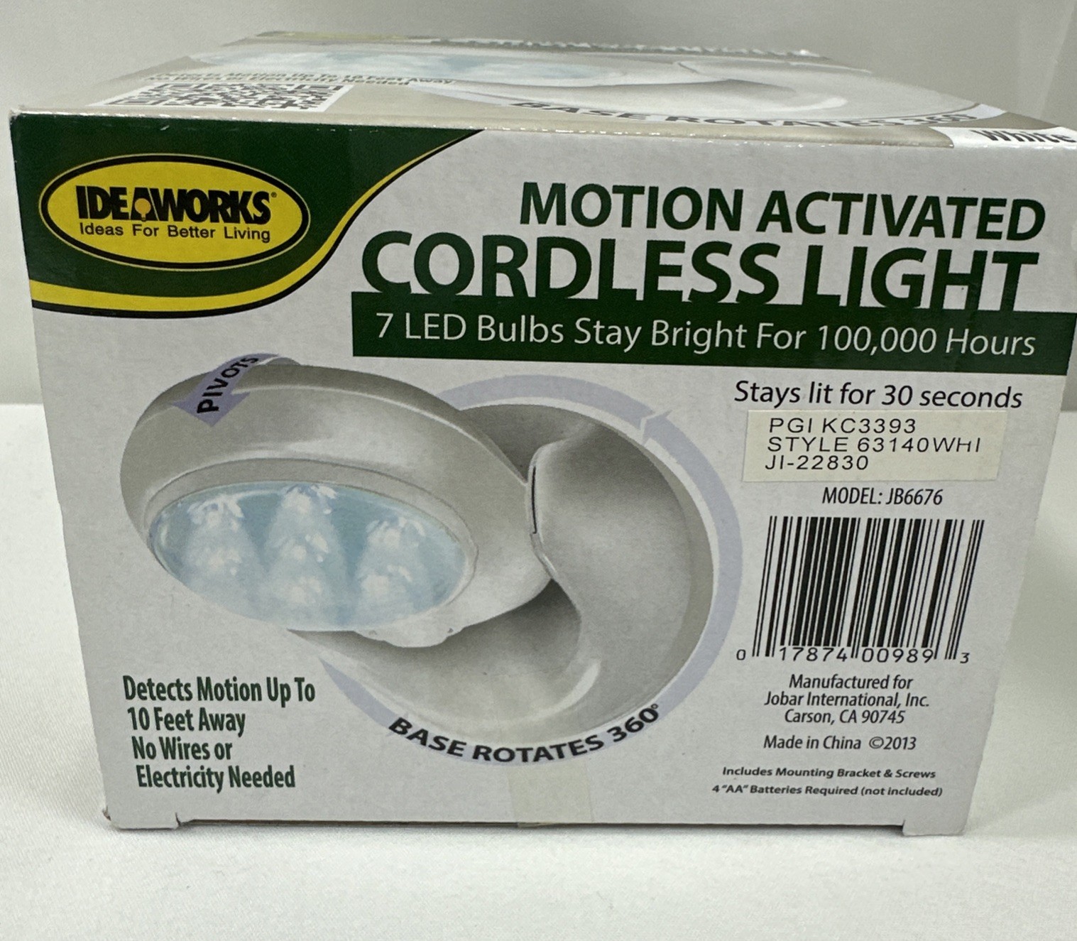Set of (2) Ideaworks Motion Activated Cordless Light White -7 LED Bulbs - NIB