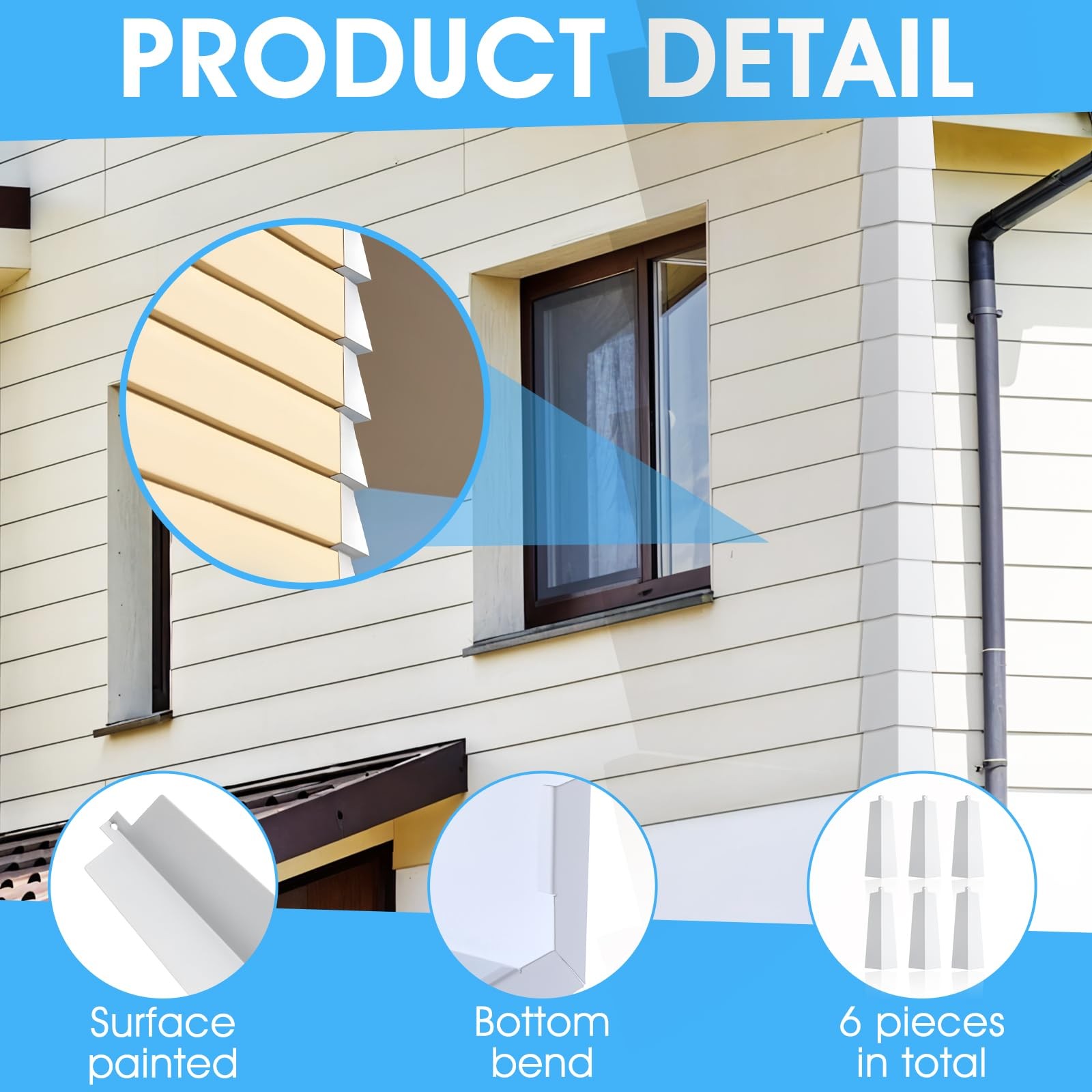 6 Pcs Aluminum Siding Corners 8 Inch Outside Corner Caps Smooth White