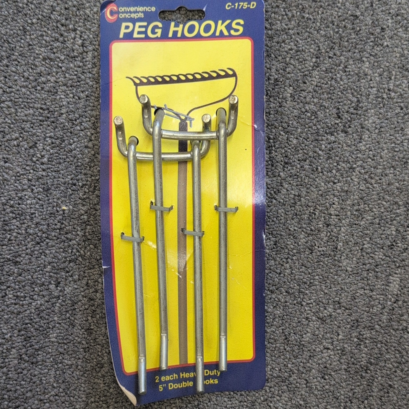 Convenience Concepts C-175-D 5 in Metal Double Pegboard Hooks, 2 Pack