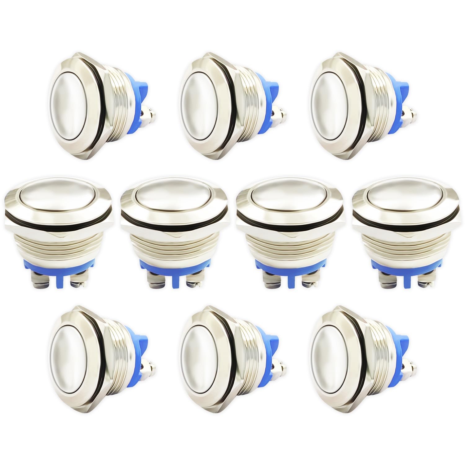 10Pack Momentary Push Button Switch,19mm Waterproof Stainless Steel Metal...