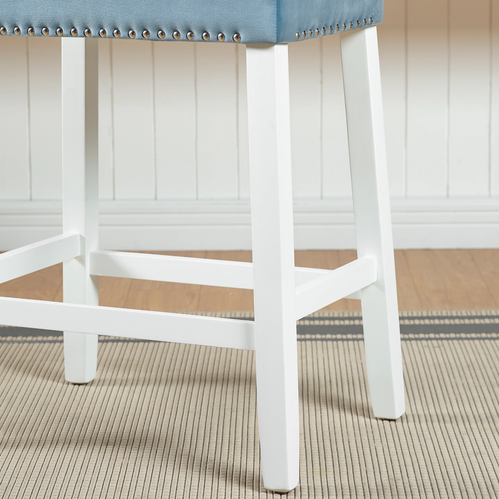 Roundhill Furniture Morovo Set of 2 Velvet Counter Height Stools with Tufted Sad