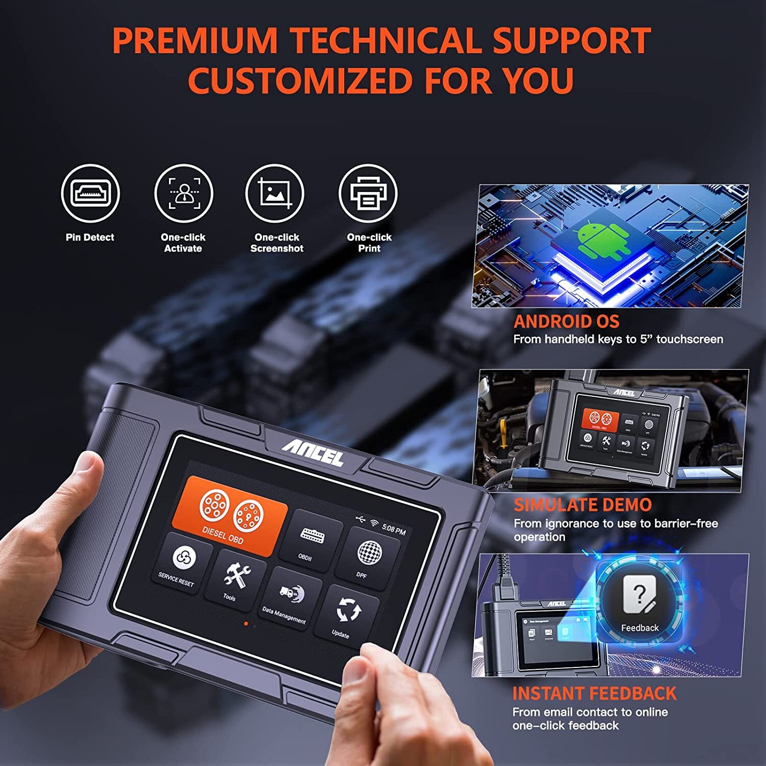 Diesel Heavy Duty Truck Scanner Diagnostic DPF Regen for Cummins Detroit Paccar