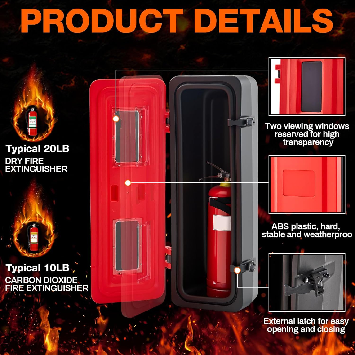 Fire Extinguisher Cabinet Box - 2 Pcs Weatherproof Plastic Holder Case