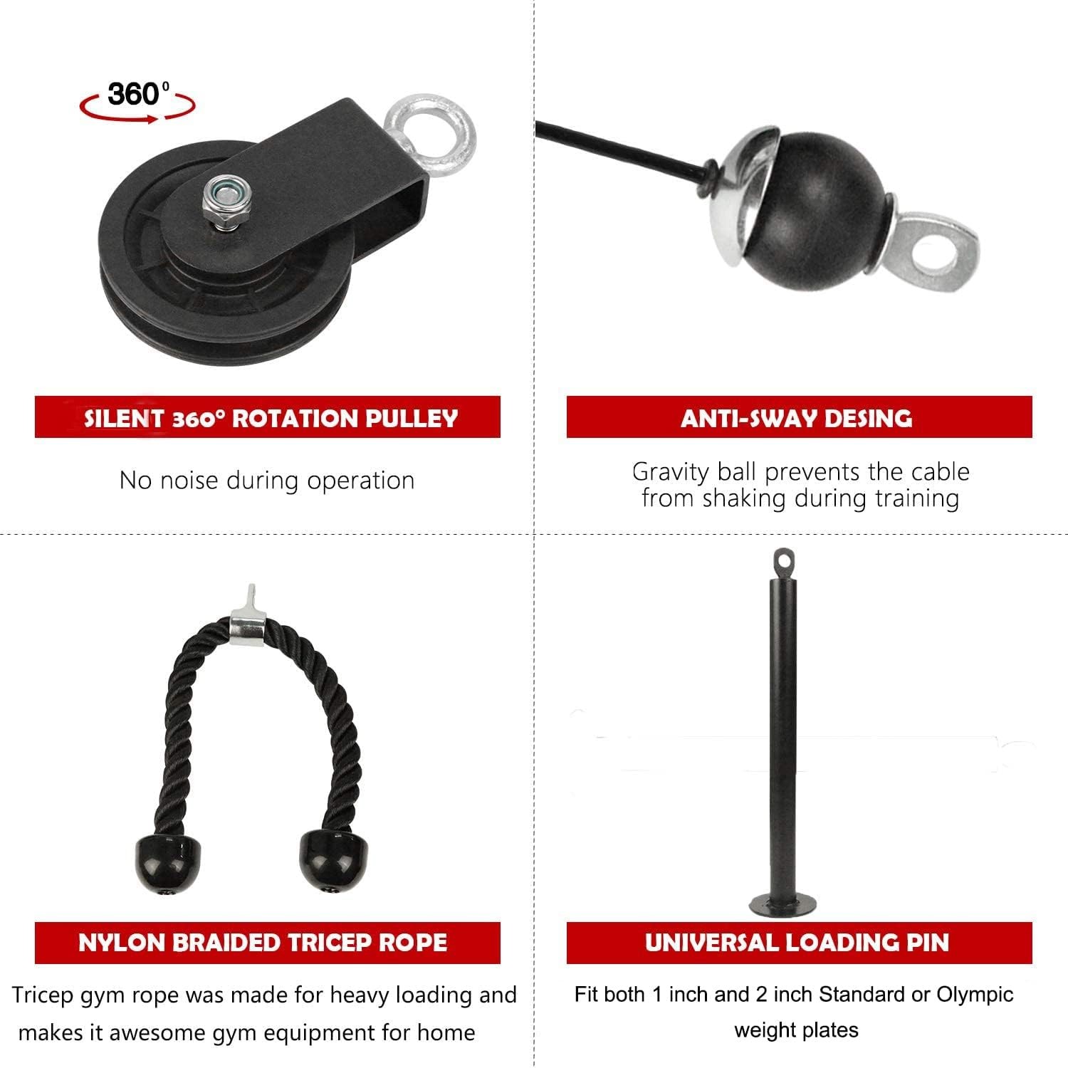 LAT Pull down and Lift Weight Pulley System Cable Machine Pulley Attachment