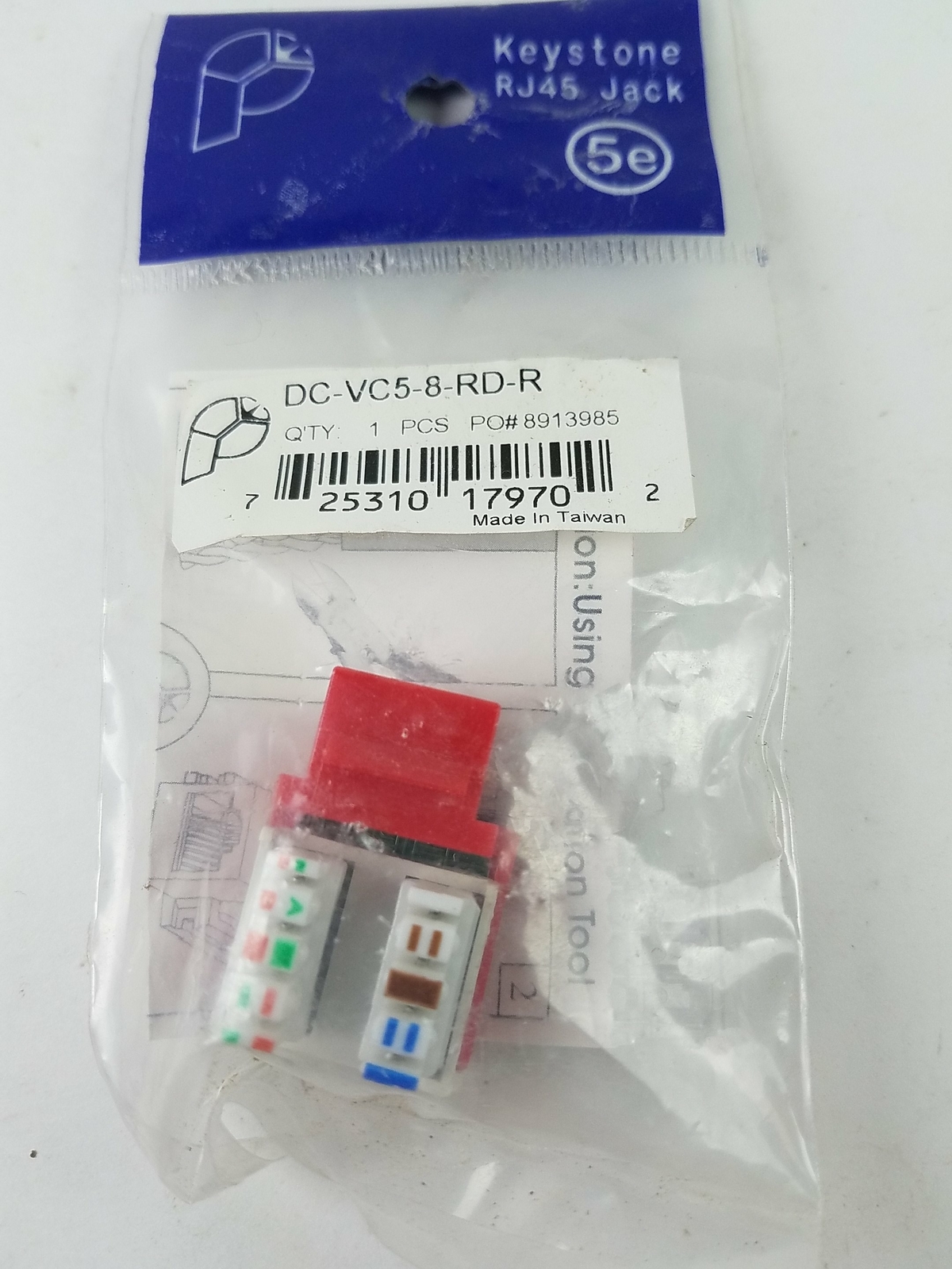 Pan Pacific CAT5E Enhanced Keystone Jack DC-VC5-8-RD-R