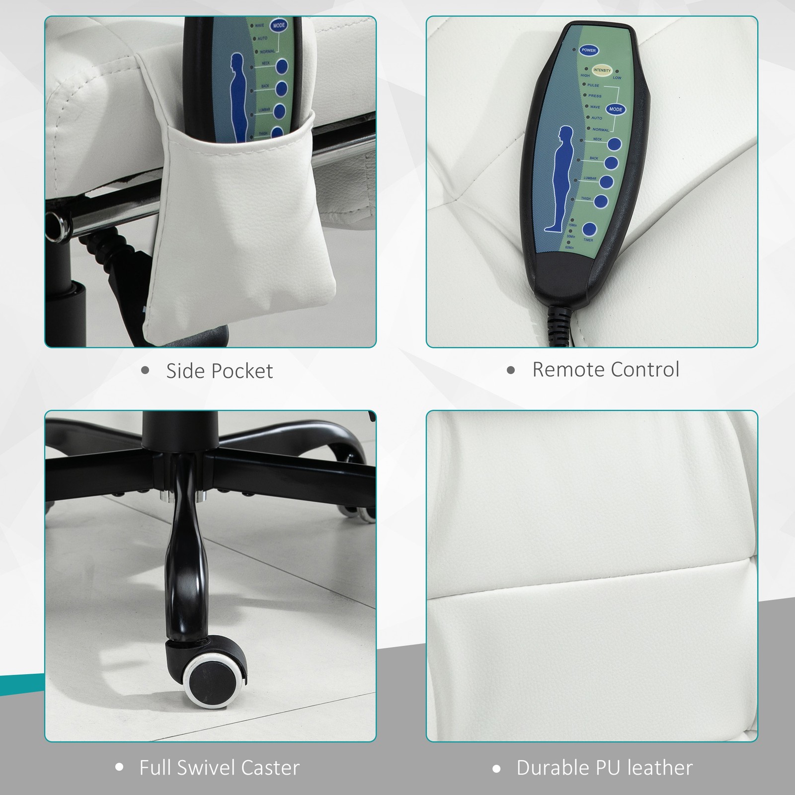 7-Point Vibrating Massage Office Chair with High Back White