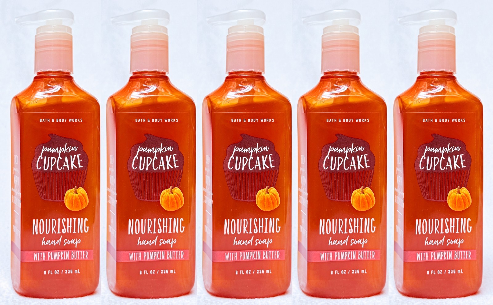 5 Bath & Body Works PUMPKIN CUPCAKE Cleansing Gel Hand Soap 8.0 oz