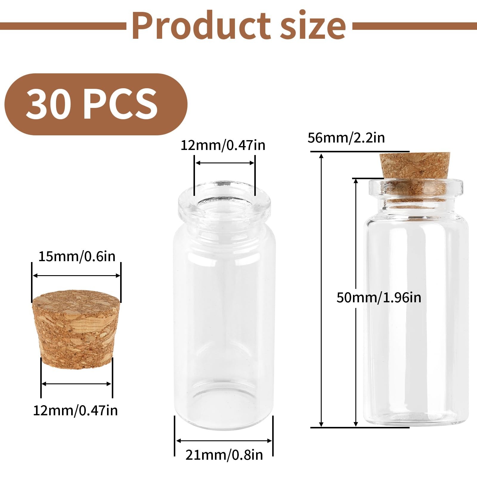 30PCS Spell Jars, Mini Jars, Glass Vials Potion Bottles