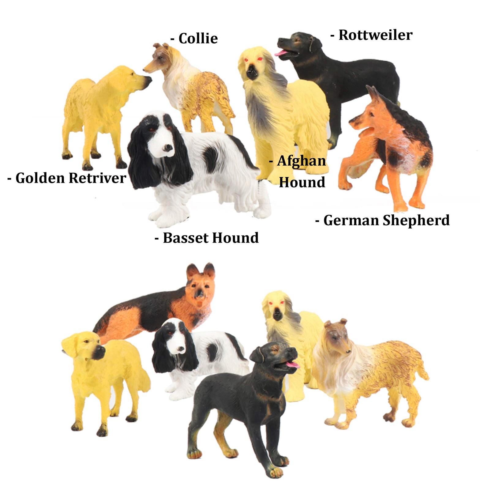 18 PCS Large Dog Figurines Playset, 4" Toy Pet Puppy Realistic Play Figures, ...