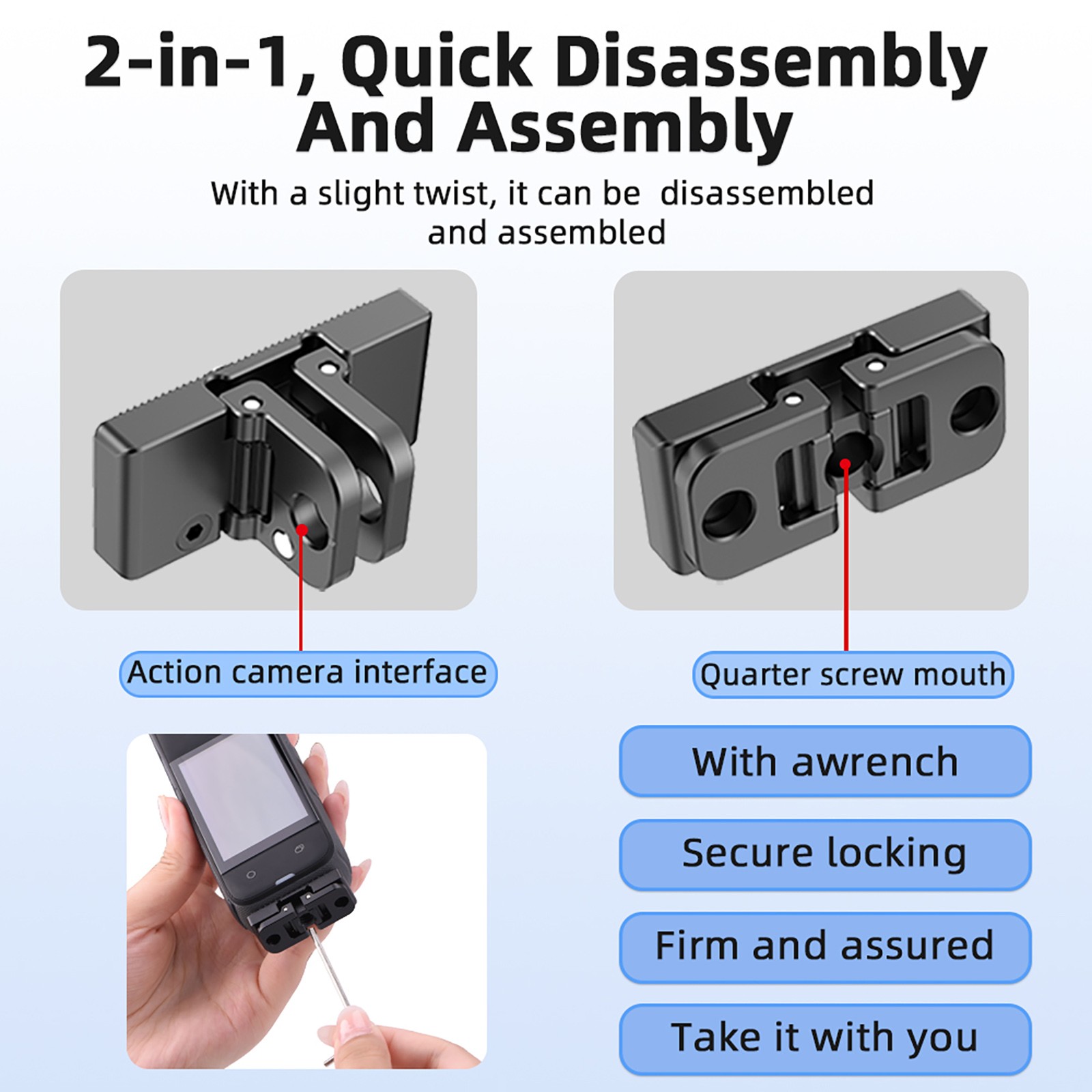 For Insta360 X4 Camera Foldable Quick Release Adapter Aluminum Mount Accessory